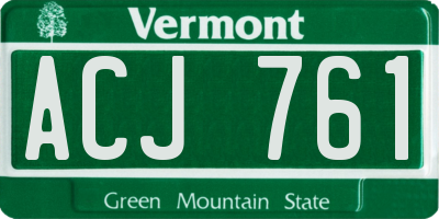 VT license plate ACJ761