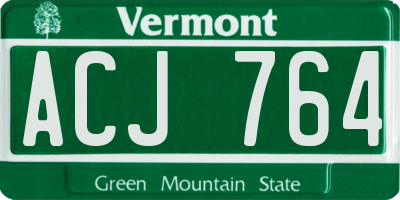 VT license plate ACJ764