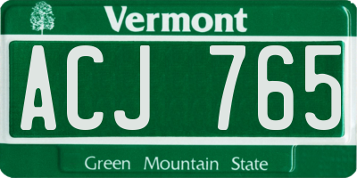 VT license plate ACJ765