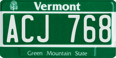 VT license plate ACJ768