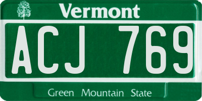 VT license plate ACJ769