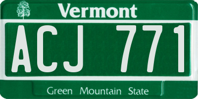 VT license plate ACJ771