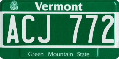 VT license plate ACJ772