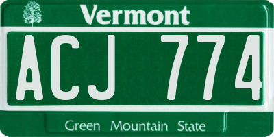 VT license plate ACJ774