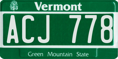 VT license plate ACJ778