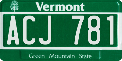 VT license plate ACJ781