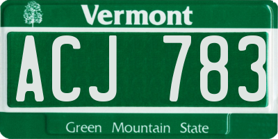 VT license plate ACJ783