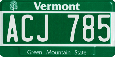 VT license plate ACJ785