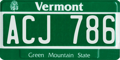 VT license plate ACJ786