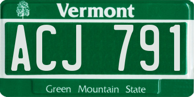 VT license plate ACJ791