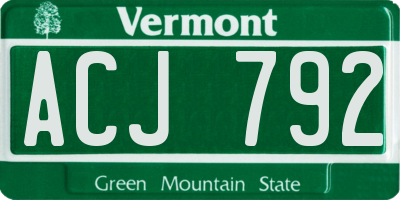 VT license plate ACJ792