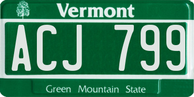 VT license plate ACJ799