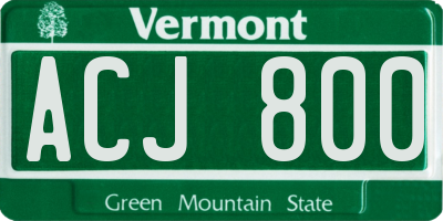 VT license plate ACJ800