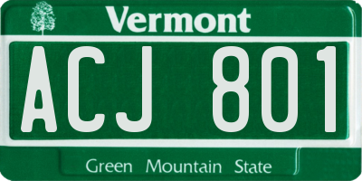 VT license plate ACJ801