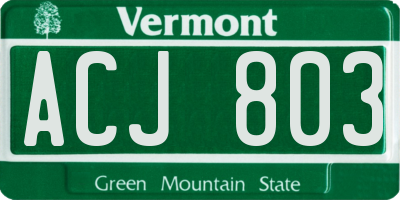 VT license plate ACJ803
