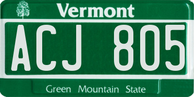 VT license plate ACJ805
