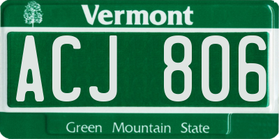 VT license plate ACJ806