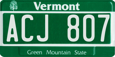 VT license plate ACJ807