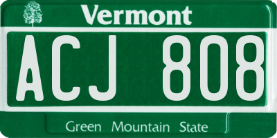 VT license plate ACJ808