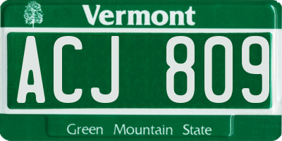 VT license plate ACJ809