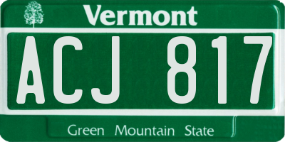 VT license plate ACJ817