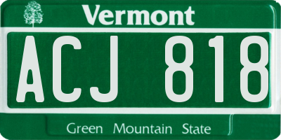 VT license plate ACJ818