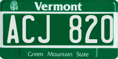 VT license plate ACJ820