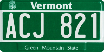 VT license plate ACJ821
