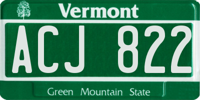 VT license plate ACJ822