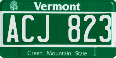 VT license plate ACJ823