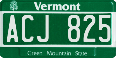 VT license plate ACJ825