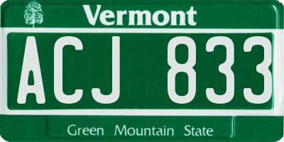 VT license plate ACJ833