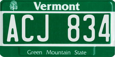 VT license plate ACJ834
