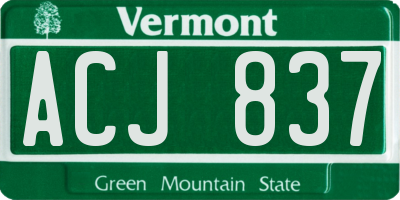 VT license plate ACJ837