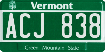 VT license plate ACJ838