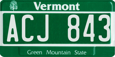 VT license plate ACJ843