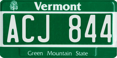 VT license plate ACJ844