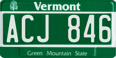 VT license plate ACJ846