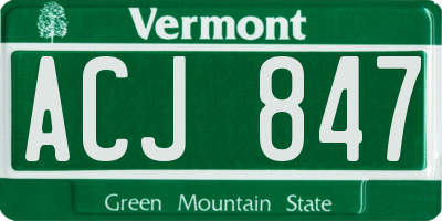 VT license plate ACJ847