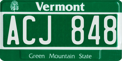 VT license plate ACJ848