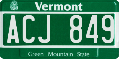 VT license plate ACJ849