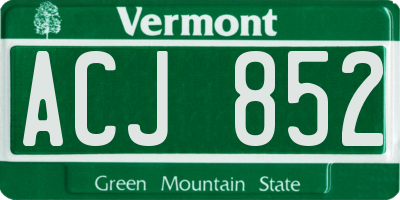 VT license plate ACJ852