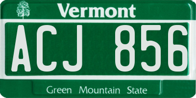 VT license plate ACJ856