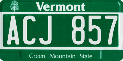 VT license plate ACJ857