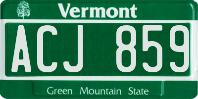 VT license plate ACJ859