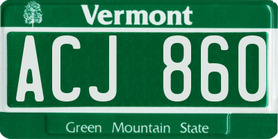 VT license plate ACJ860