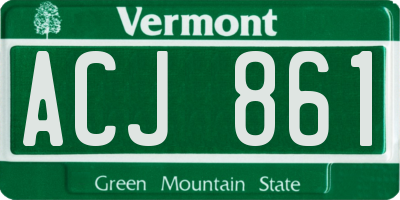 VT license plate ACJ861