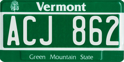 VT license plate ACJ862