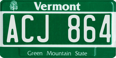 VT license plate ACJ864