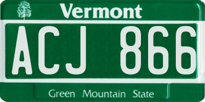 VT license plate ACJ866